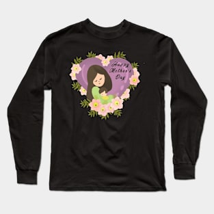 Mother’s day in a pink heart Long Sleeve T-Shirt